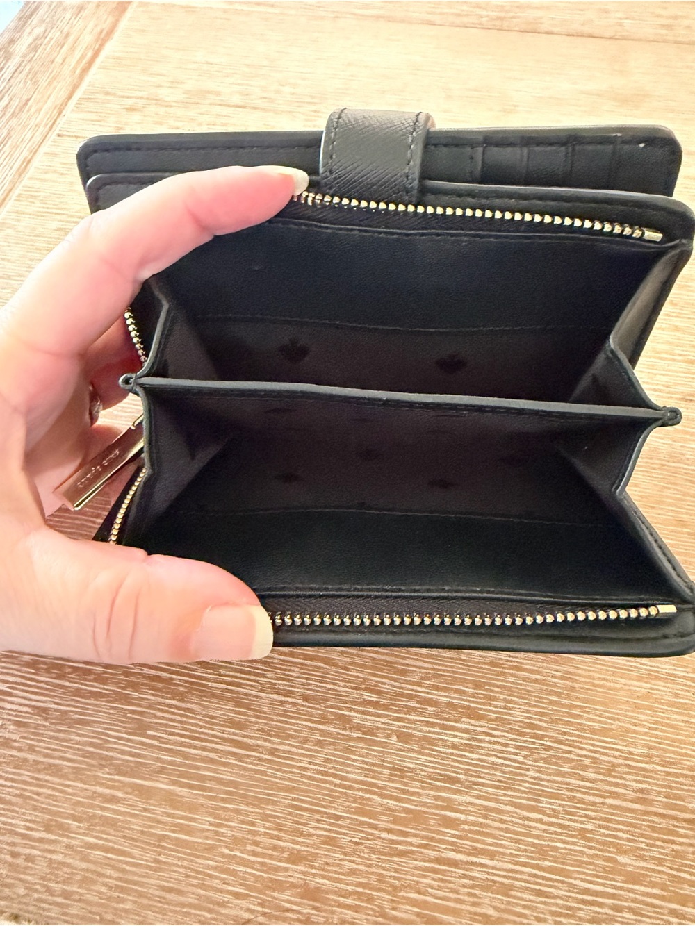 kate spade Two-Tone Black and Beige Compact Wallet - Picture 7 of 8